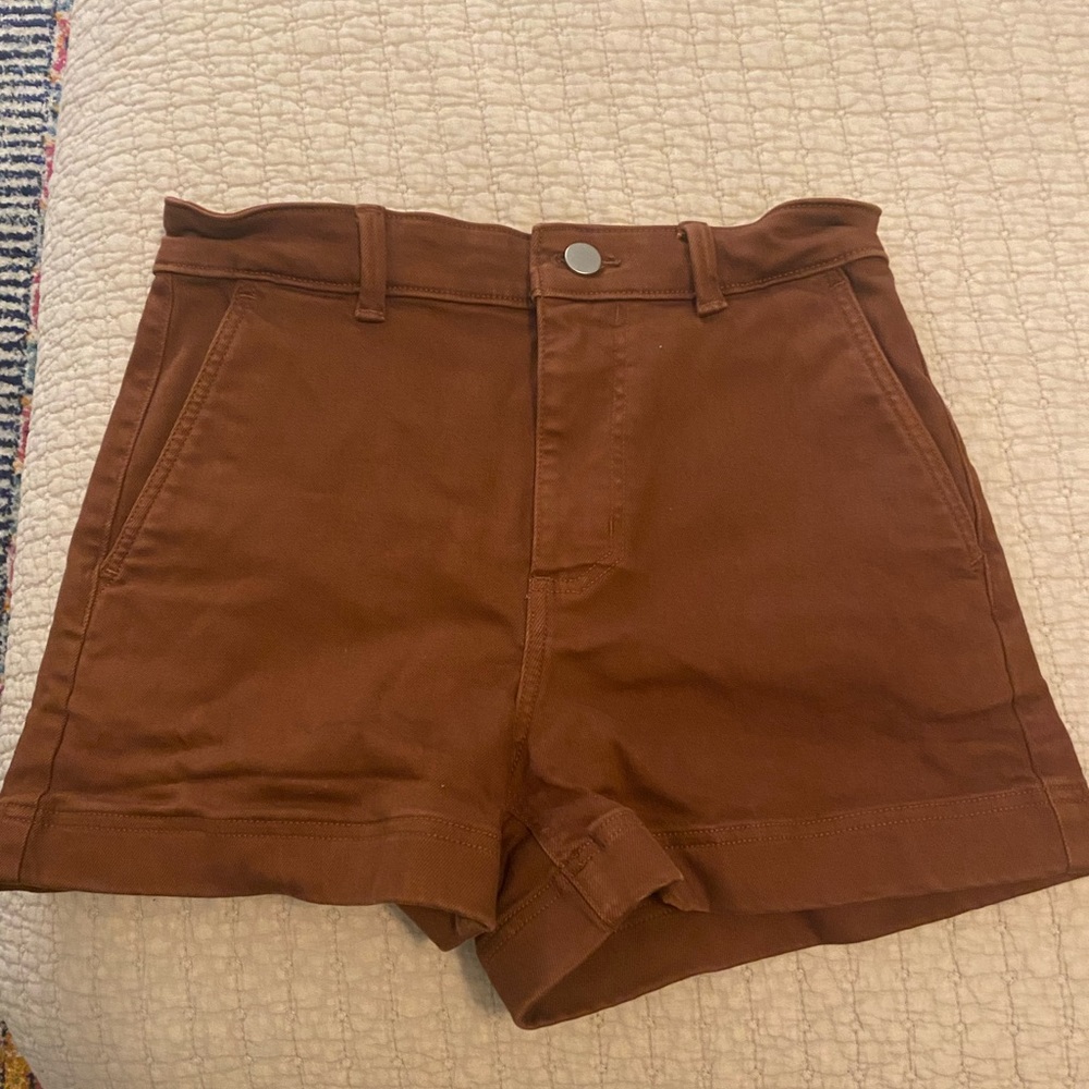 Everlane High-Waist Shorts in Warm Brown